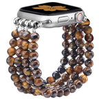 Newlibery Natural Stone Bracelet Beaded-Bands Women Compatible with Apple Watch 38mm 40mm 41mm 42mm (S10/11) Feminine Cute Handmade Stretch Strap for iWatch Series 11/10/9/8/7/6/5/4/3/2/1 SE 3/2/1 - color: A6 Tiger's Eye, size: 38/40/41/42mm(S10/11)