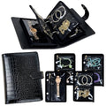 Travel Jewelry Organizer Case,Small Jewelry Bags Jewelry Storage Book Ring Binder with Clear Zipper Velvet Pouch for Traveling - color: Black