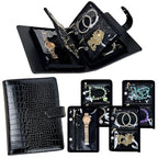 Travel Jewelry Organizer Case,Small Jewelry Bags Jewelry Storage Book Ring Binder with Clear Zipper Velvet Pouch for Traveling - color: Black