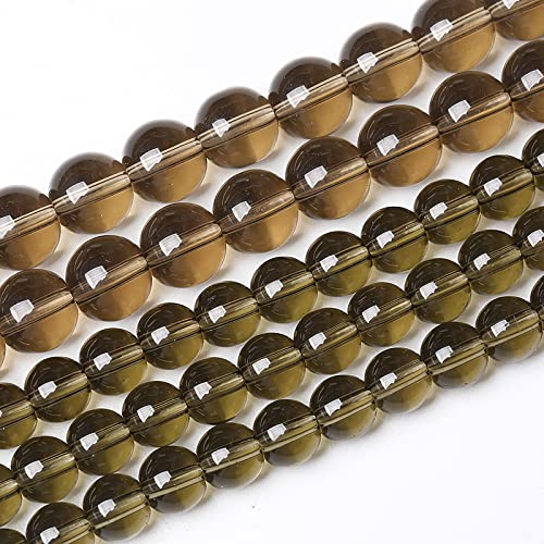 90PCS 8mm Smoky Crystal Quartz Glass Beads Natural Stone Round Loose Beads for Jewelry Making DIY Bracelet Necklace 2 Strand 32" - color: Smoky Quartz Glass, size: 8mm(2 strands)