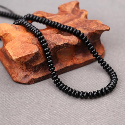 BONNY BOXX 1 Strand (150PCs) Natural 2 * 4mm Black Obsidian Rondelle Beads, Natural Abacus Disk Stone Beads Loose Spacer Gemstone for DIY Bracelet Necklace Jewelry Making - color: Black Obsidian, size: 2*4MM