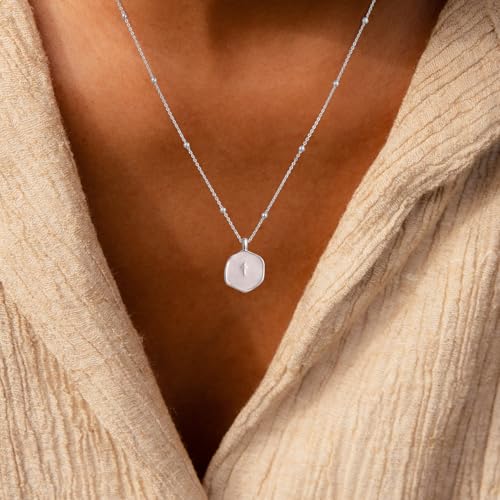 Mothers Day Gifts for Mom Cross Necklace for Women Dainty 14K Gold Plated Cross Coin Necklace Simple Round Disc Pendant Minimalist Cute Charm Everyday Religious Jewelry Gifts - style: bead chain silver