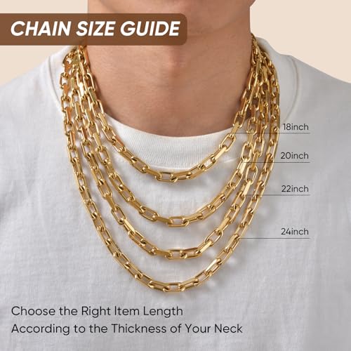 VNOX Paperclip Necklace for Men Women, 4.5/6.5/7mm Solid Diamond-Cut Chunky Stainless Steel Anchor Link Chain Mens Necklaces Jewelry Gifts, 18/20/22/24 Inchs - style: 7MM-Gold