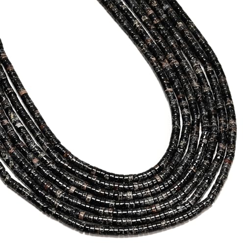 190 Pcs 2x4mm Black Sea Sediment Imperial Jasper Stone Bead Flat Heishi Disc Beads for Bracelets Jewelry Making Crafts - color: Black Imperial Jasper, size: 2x4mm