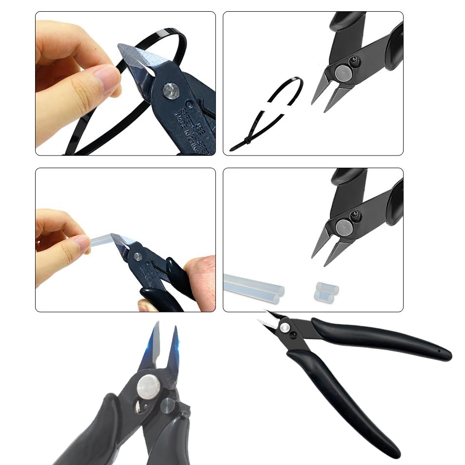 Micro Wire Cutter 1-Pack, Precision Flush Cut Nippers, Small Side Cutting Pliers for Jewelry, Electronics, 3D Printing, Plastic Models, Black