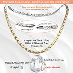 Titanium Necklace for Men Women - Magnetic Necklace Ultra Strength Magnets - with Adjustable Sizing Tool and Present Box - color: Silver & Gold