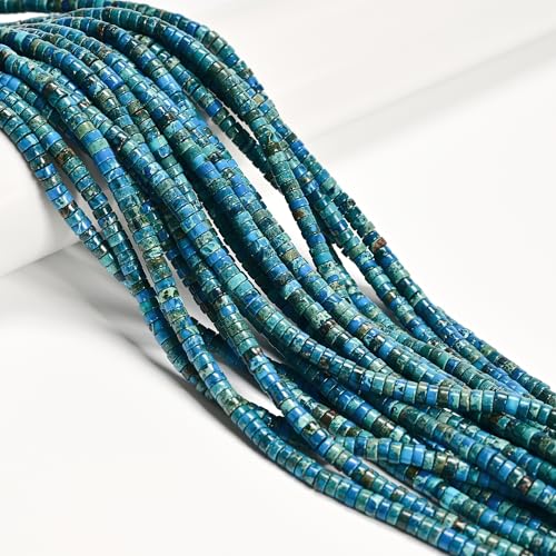 195 Pcs 2x4mm Turquoise Blue Sea Sediment Imperial Jasper Stone Bead Heishi Disc Beads for Bracelets Jewelry Making Crafts - color: Turquoise Blue Imperial Jasper, size: 2x4mm