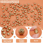 UNICRAFTALE About 100Pcs Tibetan Barrel Beads 7mm Antique Gold Beads Rondelle Spacer Beads with Large Hole Beading Bracelet Making Beads for Bracelet Jewelry Making Accessories Hole 1.8mm