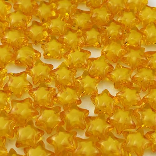 200pcs 11mm Acrylic Star Beads Spacer Beads for DIY Jewelry Making Bracelet Necklace Key Chains Handmade Craft(Gold Yellow) - color: Gold Yellow, size: 11mm