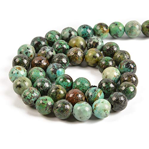 36pcs 10mm Natural African Turquoise Gemstone Round Spacer Loose Stone Beads for Jewelry Making 15.5" 1 Strand (African Turquoise, 10mm 36Beads) - color: African Turquoise, size: 10mm 36Beads