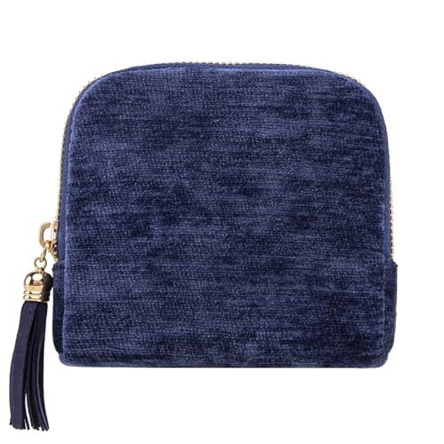 Cute Coin Purse Small Travel Jewelry Case with Tassel Mini Travel Jewelry Bag Organizer Pouch for Coins Bracelets, Fashion Accessories Mini Organizer Storage Bag for Women (A-Navy blue) - color: A-Navy blue
