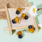 Pandahall 5Pcs Handmade 3D Bees Lampwork Glass Beads Insect Theme Yellow Honeybee Bumblebee Loose Spacer Beads for Summer Boho Hawaii DIY Jewelry Making, Hole: 1.2-1.4mm
