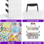 3-Tier Large Capacity Stackable Bead Organizer Box 90 Pcs, Portable Plastic Craft Storage Containers for Jewelry Making, Bracelets, DIY, Nail Art Charms - size: 3-Tier 90 Compartments