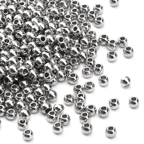 304 Stainless Steel Round Beads 2.5mm 400pcs Spacer Beads for Jewelry DIY Making and Repairing - size: 2.5mm