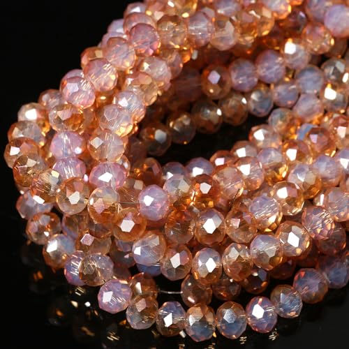 5 Strands 3mm Champagne Color Half Plated Faceted Rondelle Beads, Songxi Glass Beads for Keychain Making Necklace Earring Jewelry Making for Gemstone DIY Craft Supplies - color: Champagne Color, size: 3mm(5 Strands)