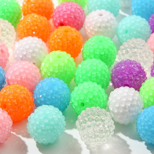 20mm Rhinestone Beads Shine Disco Ball Beads Easter Chunky Bubblegum Beads Crystal Round Beads for Pen Bag Chain Jewelry Making(Style-4) - color: style-4