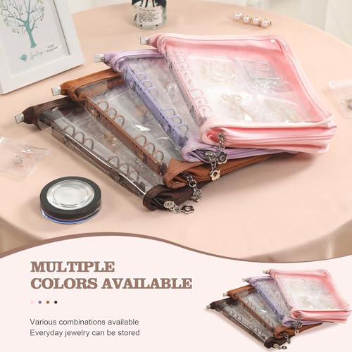 Jewelry Organizer Case Travel Jewelry Storage Bag Clear Jewelry Rolls (Light Brown,With 80 PCS Earring Pouches) - color: Light Brown,With 80 PCS Earring Pouches
