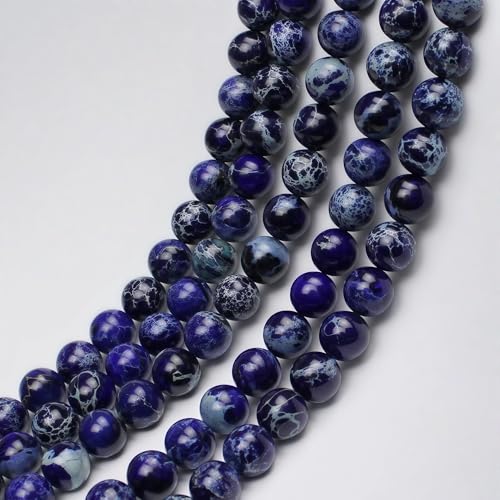 MJDCB 10mm Dark Blue Imperial Jasper Gemstone Beads Round Loose Stone Bead for Jewelry Making Bracelets Necklaces - color: Dark Blue Imperial Jasper, size: 10mm