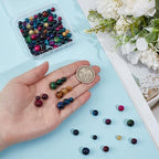 100PCS Natural Tiger Eye Stone Beads with Hole Round Energy Gemstone Pink Blue Green Smooth Polished Loose Spacer Bead Bulk for Jewelry Making Earrings Bracelets Necklaces DIY Crafts Supply - size: mix 100pcs