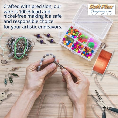 Soft Flex 26 Gauge Craft Wire - 27 Meters - Jewelry Wire with Tarnish Resistant Silver Plating - style: Bare Copper
