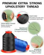 1000 Meters FIVEIZERO Extra Strong Upholstery Thread,Black Bonded Nylon Thread for Denim Leather,Craft,Machine,DIY and Home (1 Pack) CJ - color: Black