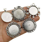 20pcs Mixed Fit 25mm Blank Bezel Pendant Trays Base Cabochon Settings Trays Pendant Blanks for Jewelry Making DIY Findings (M280) - color: Antique Silver 25mm