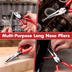 ARROW 6" High Leverage Needle Nose Pliers with Side Cutters, Long Nose Pliers for Gripping, Wire Bending, Cutting - size: 6 INCH
