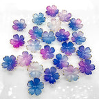 50Pcs Cherry Blossom Acrylic Flower Beads, Mini Floral Spacer Beads for Jewelry Making 5-Petal Gradient Flower Bead Gold-Plated Flowers Bead Charms for Bracelets (Blue-Violet Gradient) - color: Blue-Violet Gradient