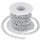 Pandahall 16.4 Feet Aluminium Curb Chains Twisted Links Silver Plated with Spool for Bracelet Necklace Jewelry Making