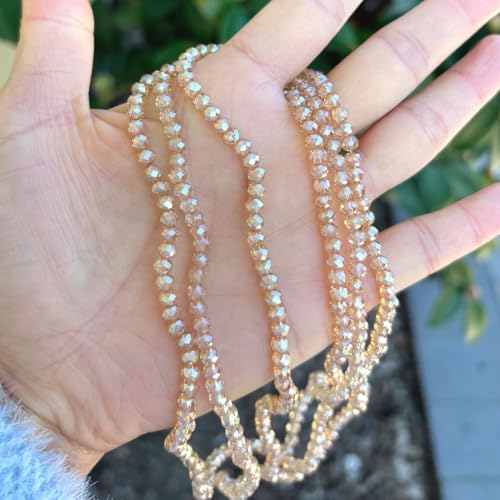 500pcs Czech Faceted Rondelle Crystal Glass Loose Beads 4mm Small Tiny Spacer Bulk Golden Shadow for DIY Craft Jewelry Making CCR428 - color: Golden Shadow, size: 4mm (0.16") - 500pcs