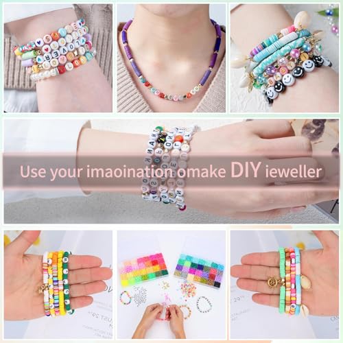 SJZWSD 6-Box Friendship Bracelet Making Kit - 16,000pcs Clay, Seed & Glass Beads Collection, Letter Beads, Charms - color: Multicolored