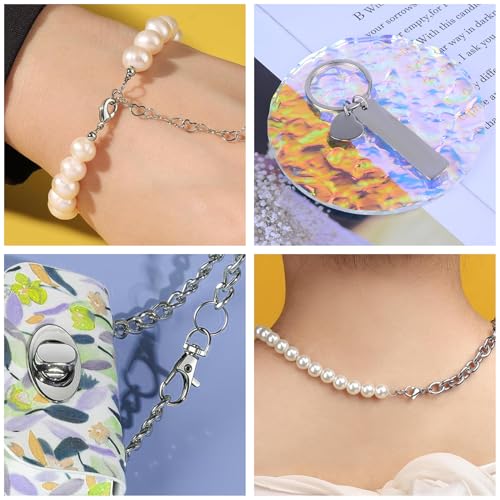 Prdingfy 579PCS Keychain Making Kit, Key Chain Supplies Including Keychain Clip, Key Rings, Lobster Claw Clasps, Jump Rings, Extender Chain,Pliers for Key Chain Making and Jewelry Making(Silver) - color: Sliver
