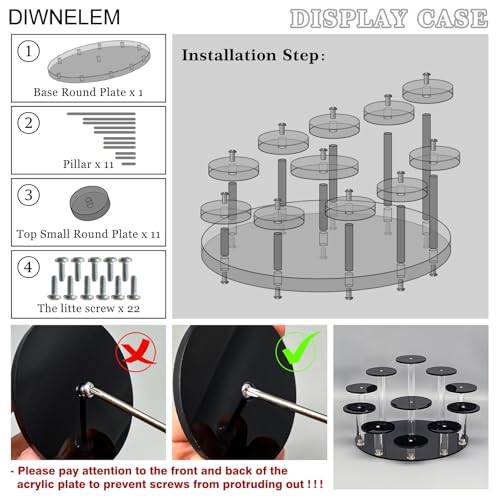 Round Jewelry Stand Acrylic Display Riser Stands Dessert Tower Display Tower for Watch,Jewelry,Rings,Earrings,Mini Figurines,Cupcakes(Black,11Tier) - size: Black-11 Tier