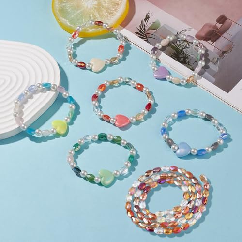 1 Box 210PCS Orange Faceted Oval Glass Beads with Holes Assorted Flat Electroplate AB Color Plated Spacer Loose Bead Charms Bulk for Jewelry Making Necklaces Bracelets DIY Craft Supplies - color: Orange