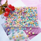 Amaney 500pcs Big Letter Beads Colorful Macaroon10x6mm Gold Letter Round Flat Beads for DIY Bracelet Making - color: BigMacaroon