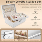 Homeanda Jewelry box 2 layer Jewelry box Leather Jewelry boxes for Women Girls Teens Jewelry organizer box Jewelry Storage box with lock(White) - color: White
