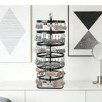 IDavosic.ly 6-layer rotating earring holder storage rack, adjustable plastic pendant display stand with 348 grooves on the tree strap, large circular storage tower, black - color: A Black
