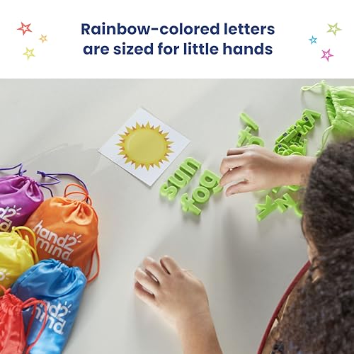 hand2mind Rainbow Lowercase Magnetic Letters, Plastic Magnetic Letters for Classroom, Alphabet Letters for Kids, Letter Recognition for Kindergarten, Word Building Letter Magnets for Kids (Set of 6)
