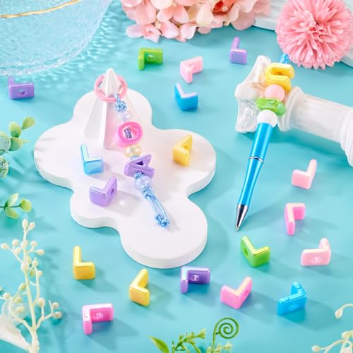 Beadthoven 20pcs Big Letter L Beads Large Hole Bubble Alphabet Acrylic Beads Charm Iridescent Plastic L Shape Loose Chunky Spacers for Jewelry Making Bracelet Necklace Keychains Shoelaces Crafts - color: L