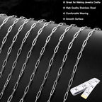 16Ft Stainless Steel Paperclip Chain for Jewelry Making, 4.5mm Width Silver Paper Clip Link Chains Roll for DIY Necklace Bracelet Craft Jewelry Making Supplies with Lobster Clasps Soft Tape Measure - color: Paperclip 4.5mm Silver