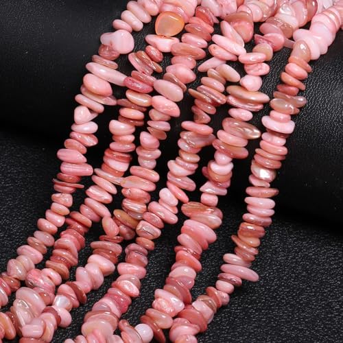 Chip Shell, 260pcs 5-8mm Irregular Shell Beads with Holes, Pink Shell & Rose Quartz Like Chip Beads for Jewelry Making - color: Pink