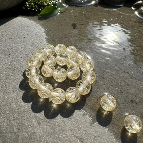 DandS ltd Crackle Lampwork Glass Beads for Jewelry Making, Beige, Vibrant DIY Bracelets, Necklaces, Earrings, Beading Supplies & Craft Kits for Handmade Jewelry, 80pcs 0.39 inch (10mm), #J268-10 - color: Beige