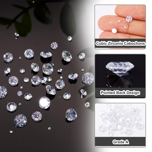 Fashewelry 50Pcs Tiny Cubic Zirconia Faceted Rhinestone Cabochons 1mm 2mm 3mm 4mm 5mm Clear Pointed Back Crystal Diamante Gems for Nail Art Craft Replacing Jewelry - color: Clear, size: 1mm/2mm/3mm/4mm/5mm-Zirconia