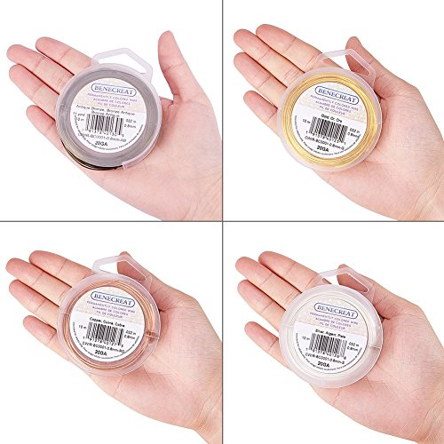BENECREAT 4 Rolls 20-Gauge Tarnish Resistant Silver/Gold/Copper/Antique Bronze Coil Wire, 132-Feet/44-Yard in Total - color: Silver/Gold/Copper/Antique Bronze
