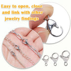 200Pcs 15mm Stainless Steel Lobster Clasps Silver Lobster Claw Clasps Fasteners Hooks for DIY Necklace Bracelet Jewelry Making - color: Dark Silver, size: 15mm