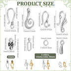 PH PandaHall 120 Sets Tibetan S Hook Ring Toggle Clasps 4 Styles Toggle Jewelry Clasps End Clasps Connectors Jewelry Closure Clasps for Bracelet Necklace Jewelry Making, Antique Silver/Antique Golden