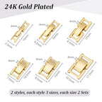 PH PandaHall 12Pcs 24K Gold Plated Foldover Clasps 6 Styles 15~17mm | Watch Band Clasps, Jewelry Extenders Closures Fold Over Clasp for Necklaces Bracelets DIY Jewelry Crafts