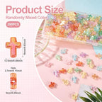 200Pcs Clear Acrylic Cross Kandi Beads AB Color Crucifix Halloween Easter Bracelet Beads for Keychain Iridescent Crafts DIY Jesus Bracelet Rosary Jewelry Making Supplies 16x12.5mm - color: Random AB Colors