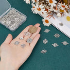 PH PandaHall 120pcs Tibetan Pendent 12 Style Antique Filigree Pendants Alloy Connector Teardrop Heart Lotus Shaped Linking Decoration Pendants for Bracelet Necklace Earring Jewelry Making Diwali