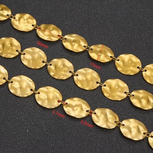 UMAOKANG 2 Meters Gold Oval Chain for Jewelry Making Stainless Steel Link Chains on Spool with Jump Rings Lobster Clasps - color: Gold Middle Oval